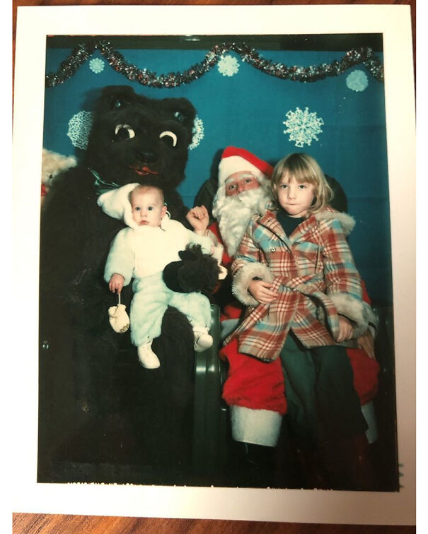 My Brother And Me, Circa 1977, With The Credit Union Santa And His Creepy Bear Sidekick