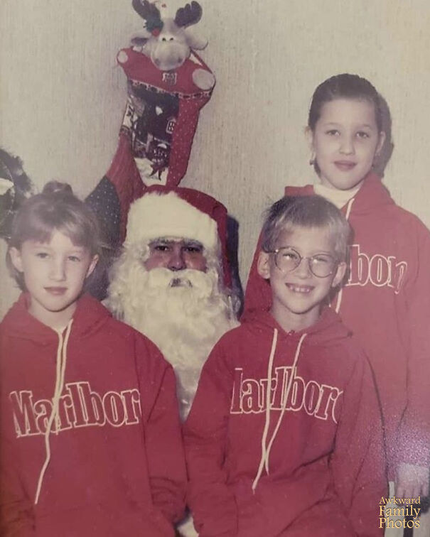 Christmas Sometime In The Early/Mid 90s And This Is Me And My Two Sisters. My Neighbor Worked For Marlboro Cigarettes And My Mother Decided That Since Their Company Sweatshirts Were Red, We Should All Wear Them For Our Christmas Pictures