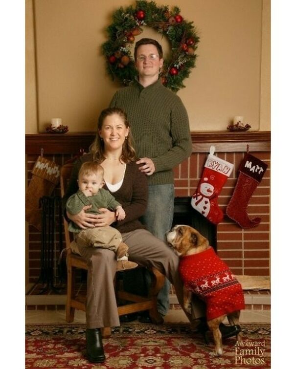 This Is The 2006 Christmas Card Photo That We Sent Out, With Our 6-Year-Old English Bulldog, Joan