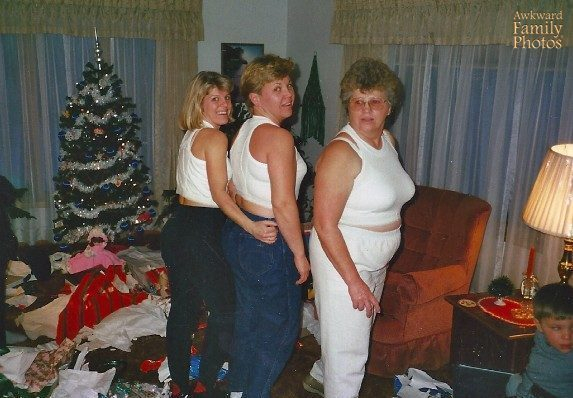When I Was A Kid, My Mom, Who Is A Seamstress, Would Make Funky Gifts Every Year For Christmas. Sometime In The Late 80s, She Got Her Hands On Some Giant Men’s Underwear And Made Sports Bra’s Out Of Them. Hence, My Two Aunts And Grandma Modeling Them On Christmas Eve