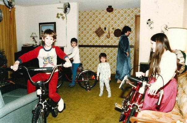Christmas Morning, And Everybody Except Young Tim (Middle) Gets A New Bike. We As Parents Should Have Anticipated The Reaction