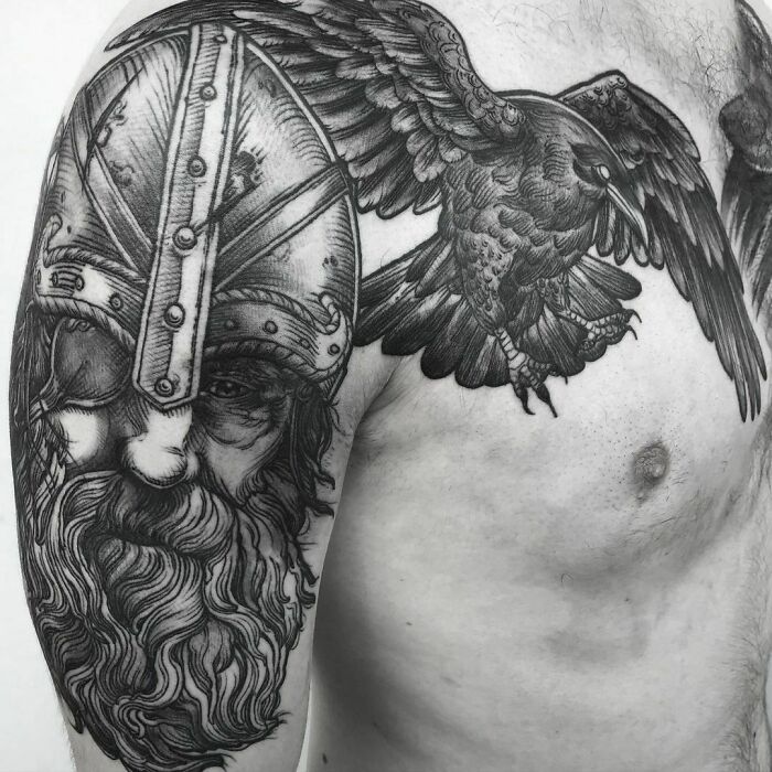 Added One Of The Ravens To This Healed Odin Piece