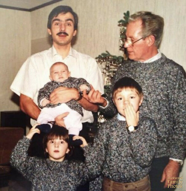 Christmas In Frankfurt, Germany, 1998. My Grandma Knitted Sweaters For My Granddad, Cousin, Brother And Me