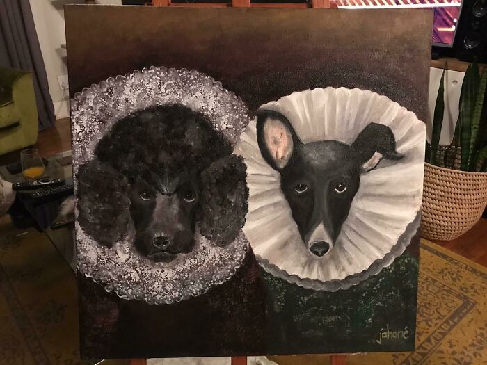This Was A Wedding Gift For A Friend. These Are Her Puppies. Emily Is A Whippet And Olivia Is A Mini Poodle.