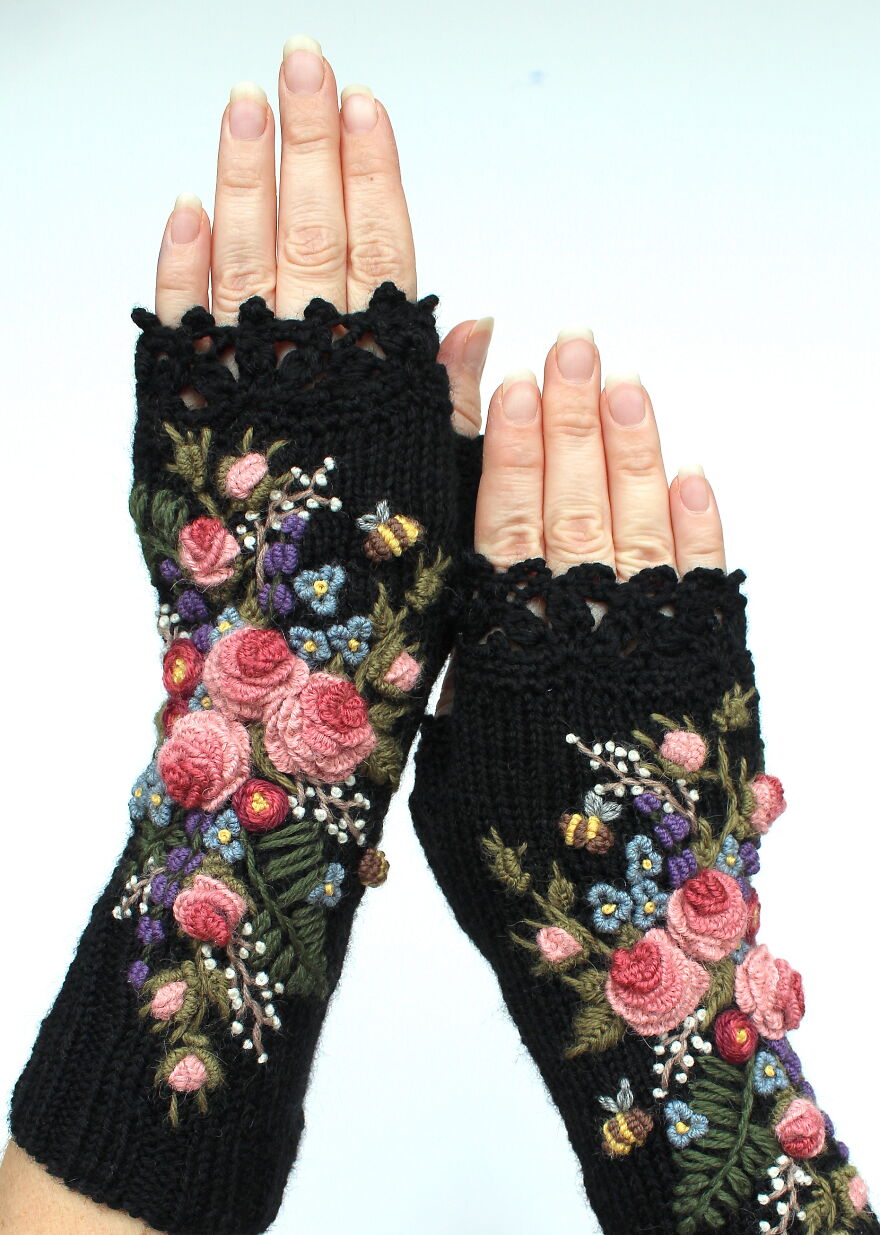 I Borrow Ideas From Nature And Create Unique Gloves With Nature-Inspired Embroidery