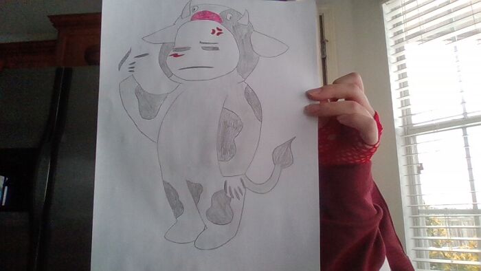 Not Good At Drawing Animals So I Did One Of My Favorite Characters In A Cow Outfit ( Can You Guess Who It Is?)