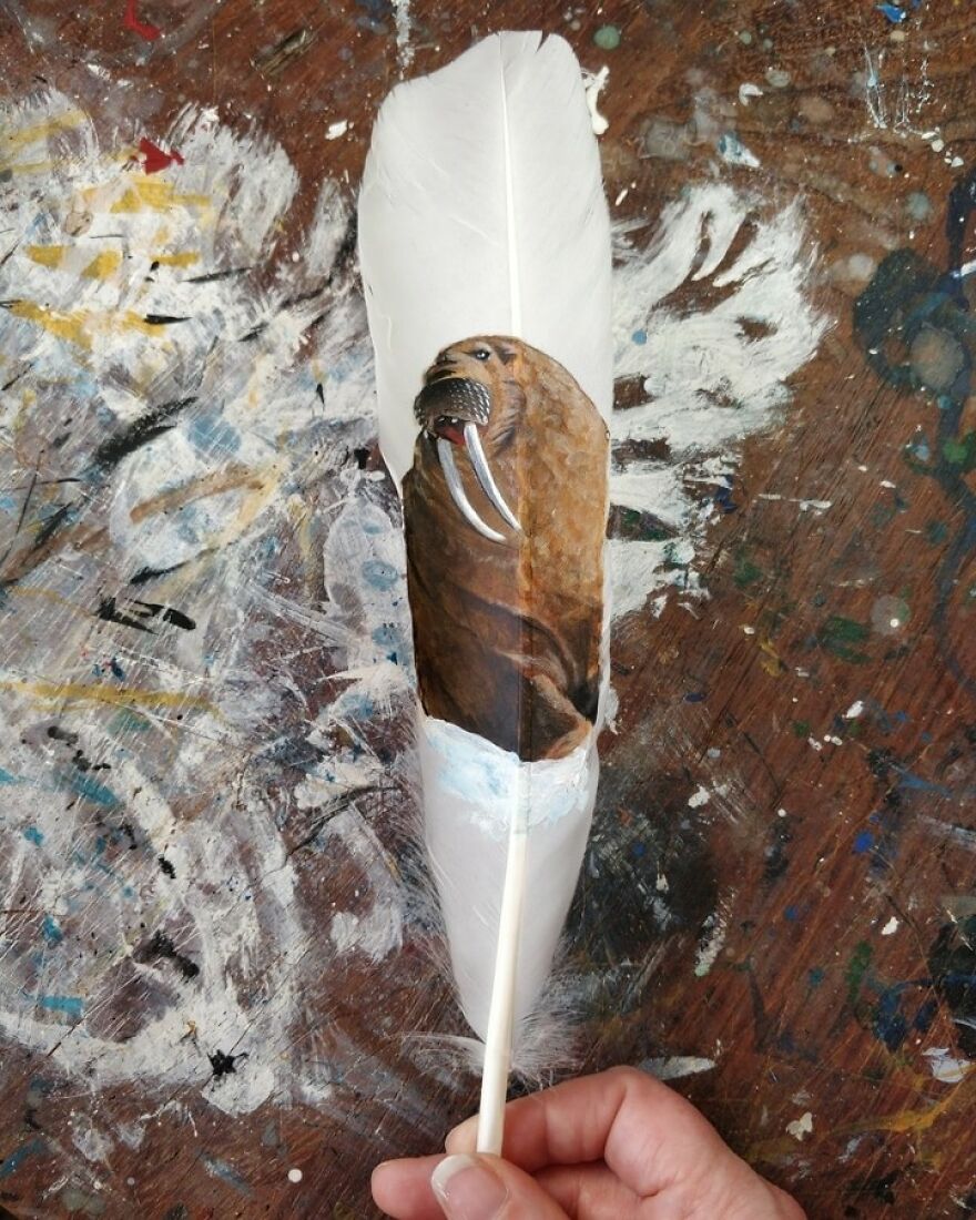 I'm Surviving Lockdown By Painting On Feathers