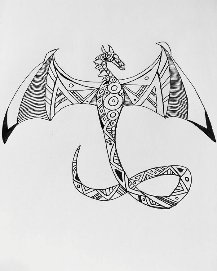 Pattern Dragon, From Inktober 2019