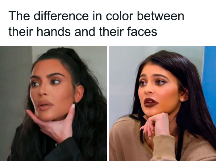 La diferencia de color entre sus manos y sus caras