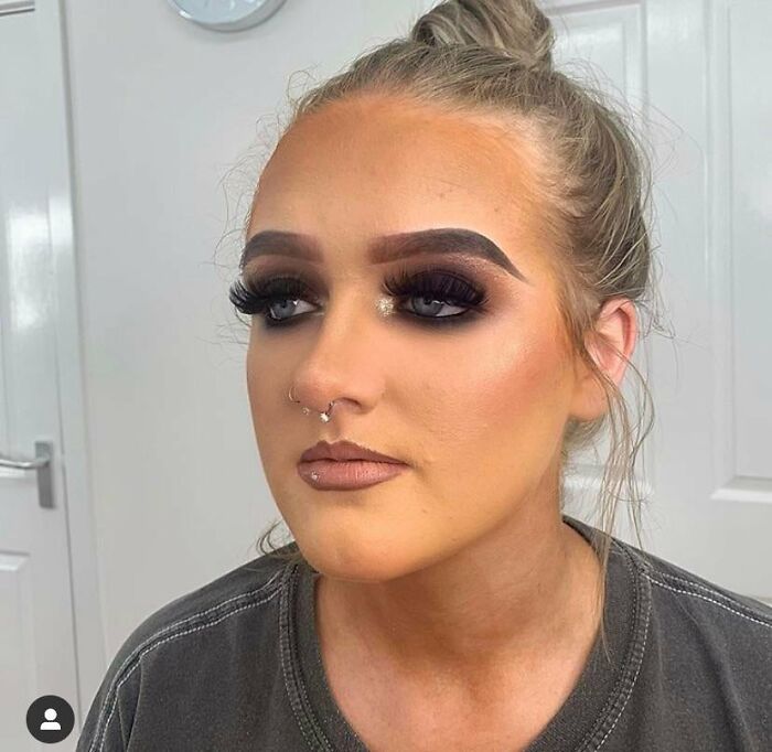 The Foundation Match... Look At Her Hair Line!!!! The Brows Are Literal Caterpillars!