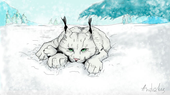 A Bored Lynx, My Favorite Animal. Drew This A Whole Ago, Hope It Counts