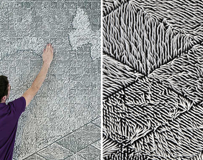 Instead Of Using An Actual Carpet, This Artist Decided To Carve One Permanently Into An Oakwood Floor