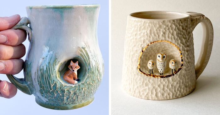 These 31 Brilliant Mugs Have Small Side Nooks Where Tiny Animal Sculptures  Live | Bored Panda