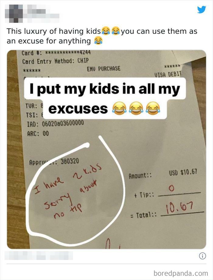 Using Having Kids As An Excuse Not To Tip Servers Who May Also Have Kids To Feed