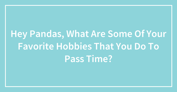 Hey Pandas, What Are Some Of Your Favorite Hobbies That You Do To Pass Time? (Closed)