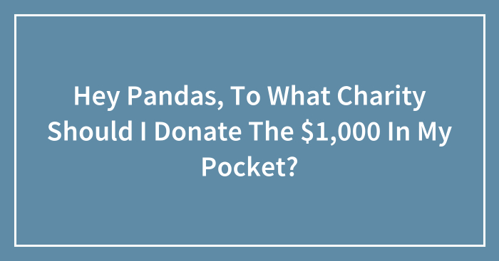 Hey Pandas, To What Charity Should I Donate The $1,000 In My Pocket? (Closed)