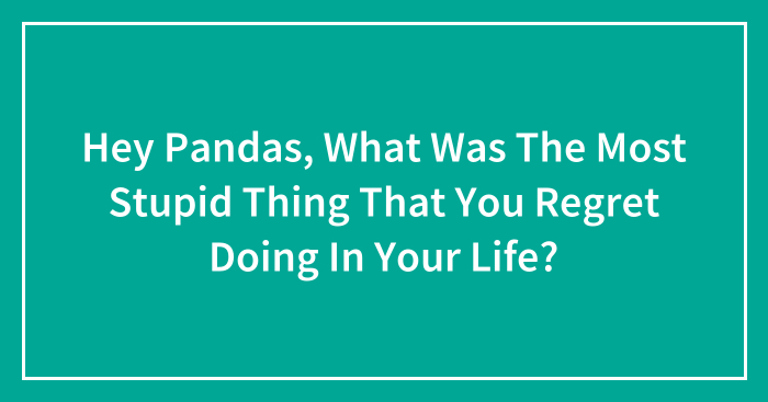 Hey Pandas, What Was The Most Stupid Thing That You Regret Doing In Your Life? (Closed)