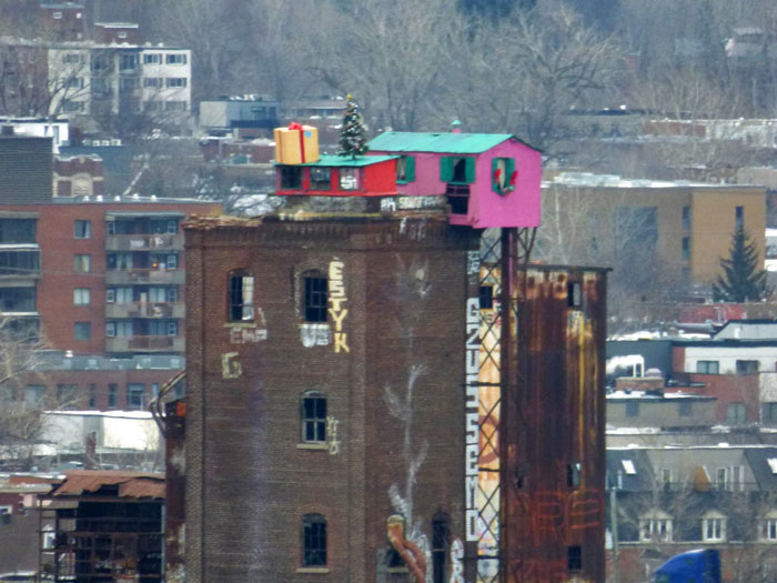 Every Year A Unknown Person Climbs To The Top Of This Decaying Abadonned Factory To Decorate For Christmas