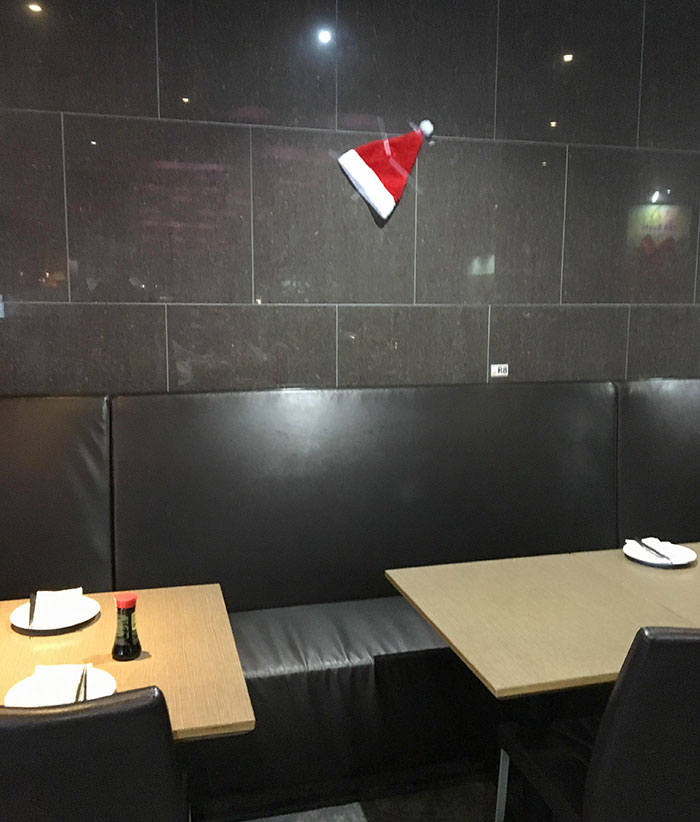 Christmas Decorations At A Sushi Restaurant