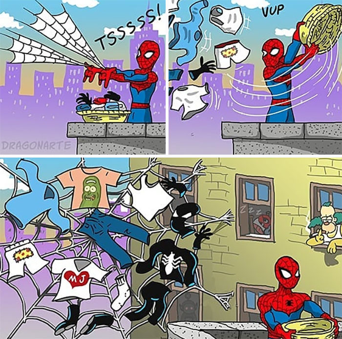Artist Shows What Superheroes And Other Famous Characters Do When They Are Not Saving The World (30 New Comics)