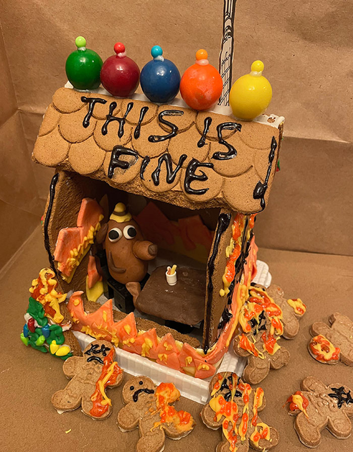 This Is Fine, Gingerbread Edition. Had 45 Minutes To Assemble In A Building Contest