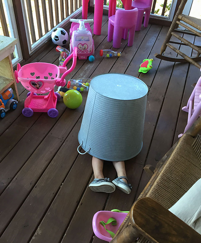 My Three-Year-Old Granddaughter Playing Hide And Seek
