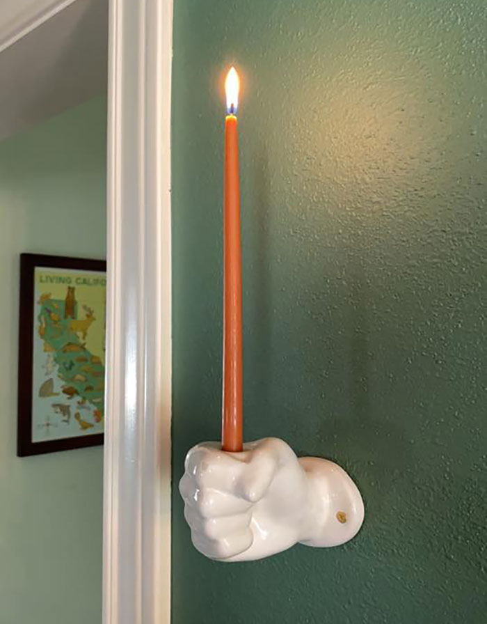 Found This Candle Holder At An Antique Store Near Me, And Finally Hung It Today. It’s The Perfect Amount Of Weird And I Love It