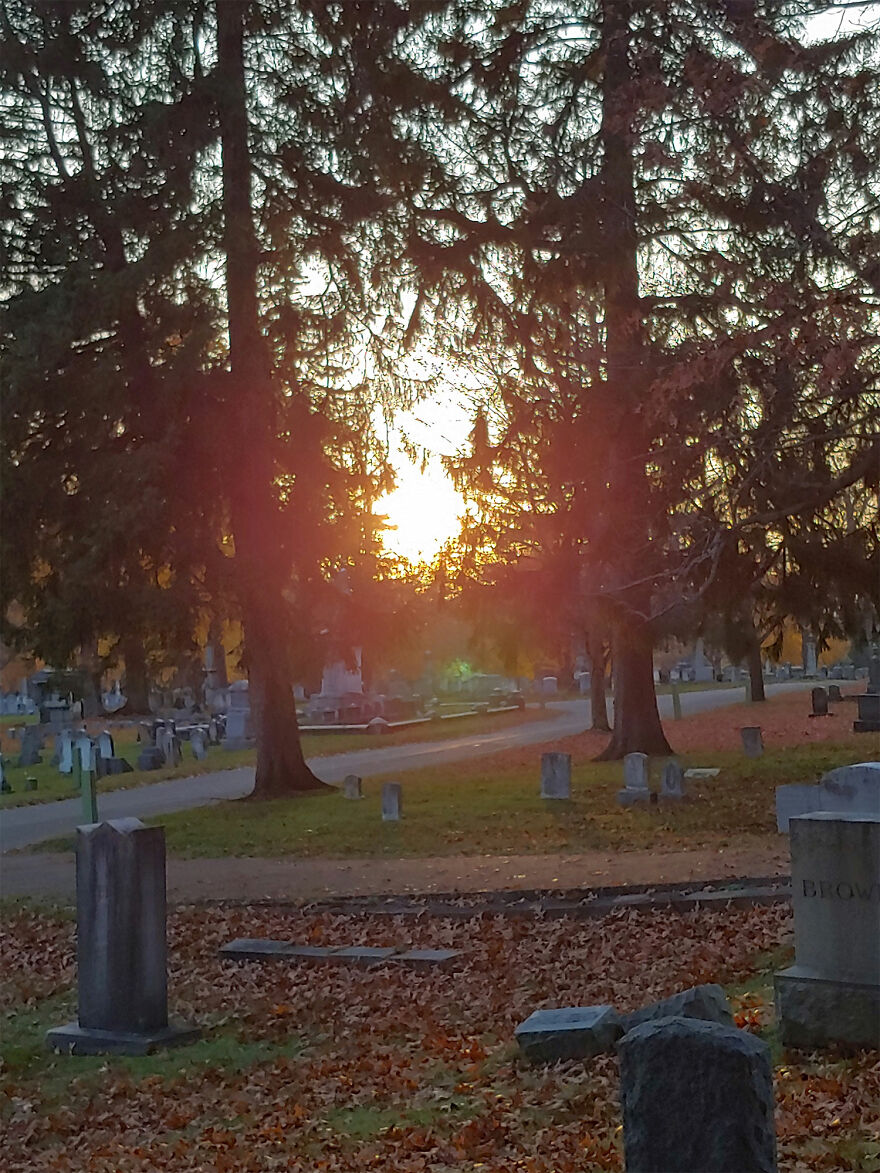 Walking In A Graveyard And Got This Picture... That Green Blob Is There Naturally