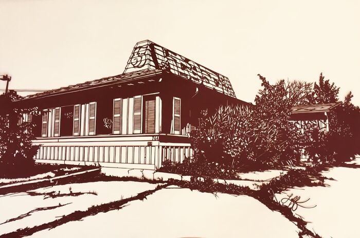 I Hand Cut This Picture Out Of A Burgundy Sheet Of Paper Using An X-Acto Knife.
