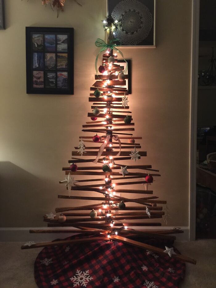 I Made My Own Christmas Tree This Year: Completely Handmade And Constructed From Scrap Wood