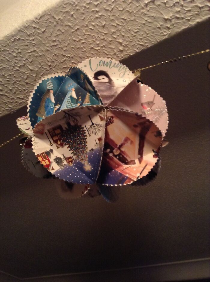 Decoration Made From Recycled Christmas Cards