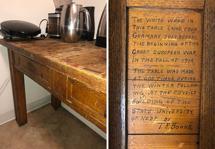 Remember To Sign Your Work. I Used To Really Like This Table I Rescued From A Dump Pile Two Years Ago. Just Found The Inscription. Now I Love This Table