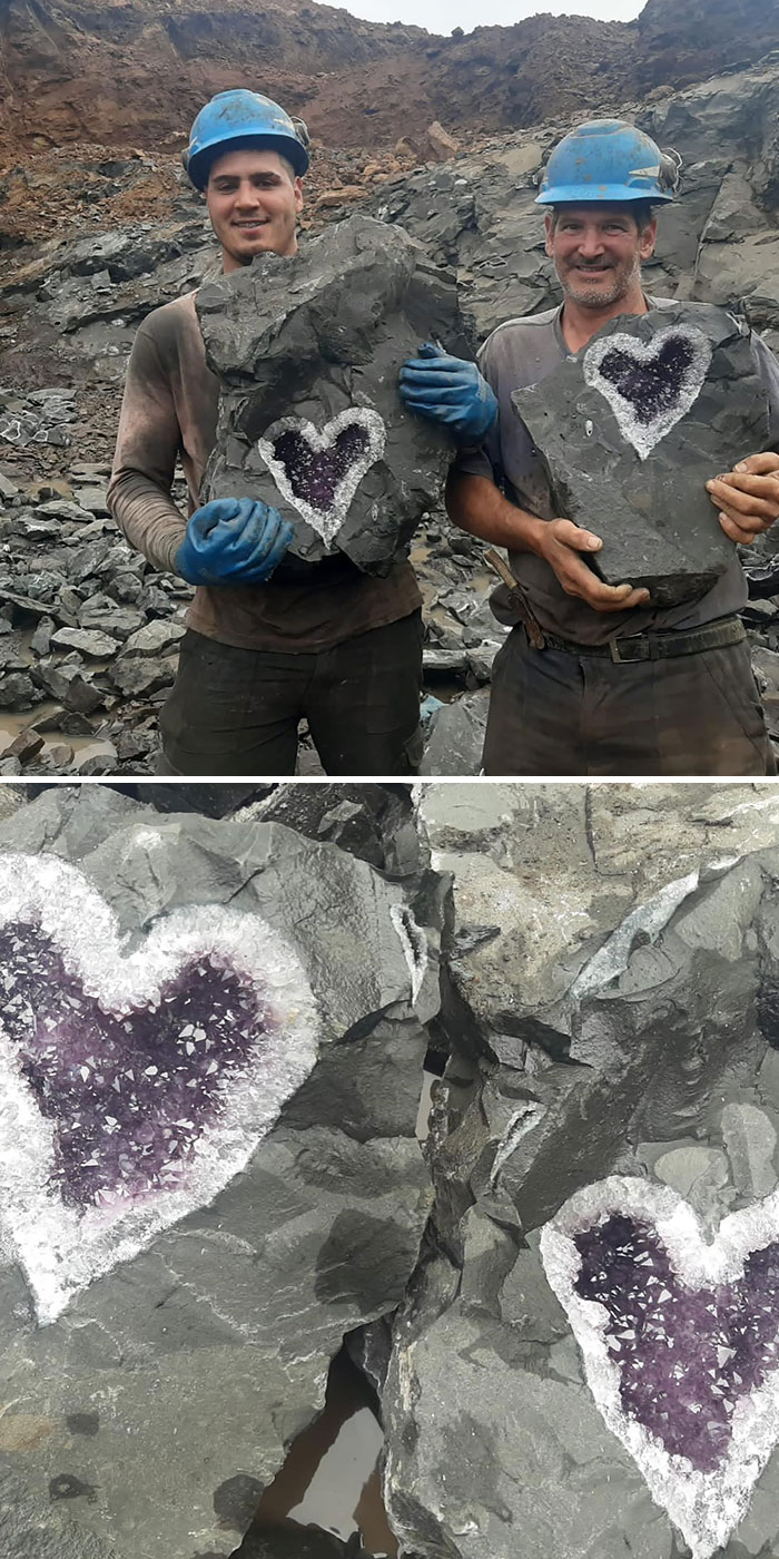 Heart-Shaped Amethyst Geodes. Discovered Yesterday In Artigas, By The Mining Company Uruguay Minerals