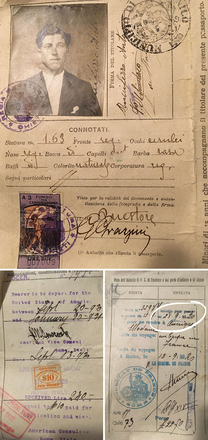 Today While Sorting Through My Grandma’s Attic, I Happened To Discover My Great-Great-Grandfather’s Italian Passport And A Ticket To America Exactly 100 Years Later