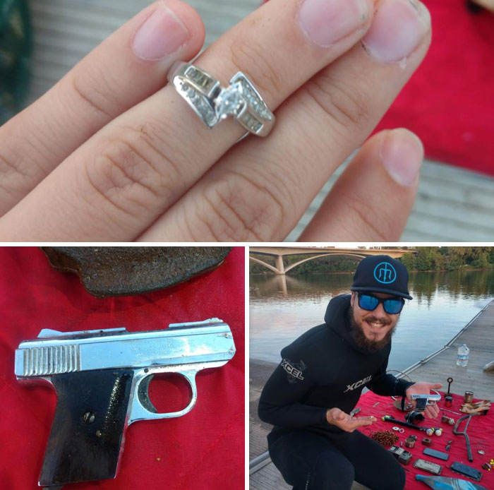 Found My First Ring And Pistol While Diving For Trash & Treasure Under A Bridge. Gun Was Turned Into Park Rangers