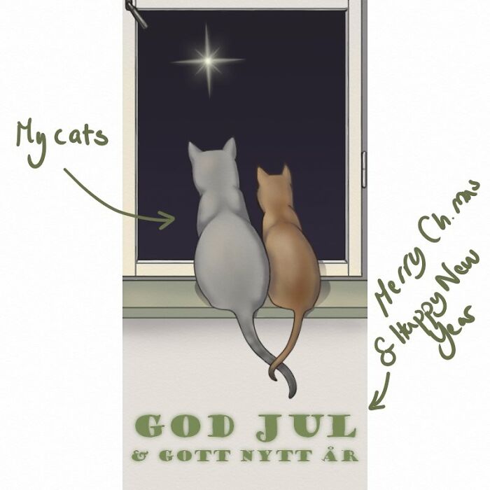 Digital Xmas Card Feat. My Cats (Very Quick & Simple Style)