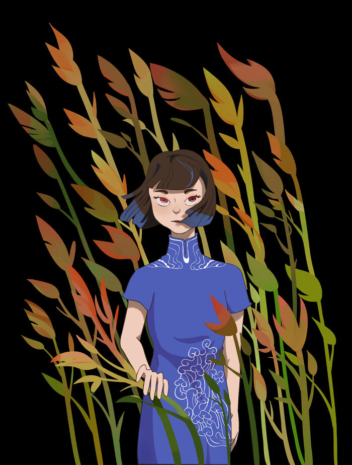 This Is The Last Illustration I've Finished, Called Girl Standing In Reeds (But It's Not Real Reeds)
