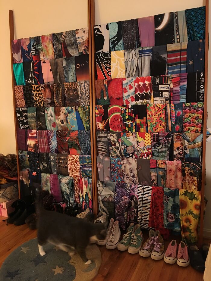 My BF Made These Awesome Racks For My Yoga Pants