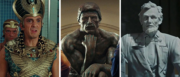 Hank Azaria As Kahmunrah, The Thinker, And Abraham Lincoln Statue In Night At The Museum: Battle Of The Smithsonian (2009)