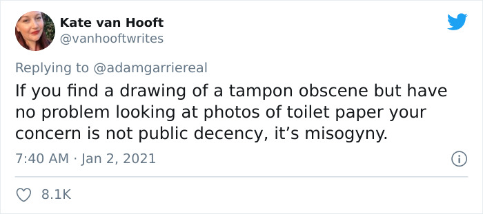 Man Probably Thinks He's Protecting Society's Purity By Commenting On A Tampon Image, Makes A "Fool" Of Himself