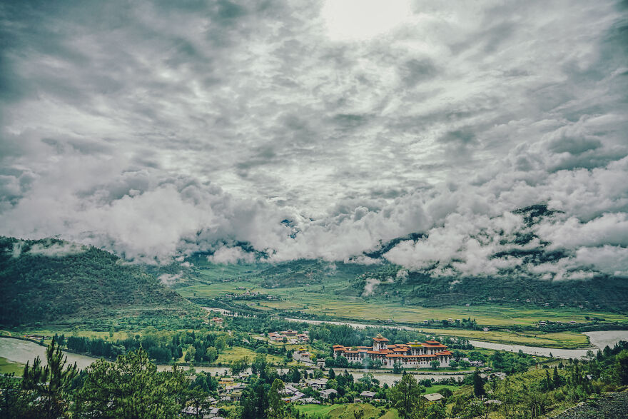 As I Looked Around The Landscape, The First Thing That Struck Me Was How Close The Clouds Were. There Is A Theory That The Name Of The Country Originated From The Sanskrit Word "Bhutan," Meaning "Highland," And I Was Fascinated By The Cloud Formations That Only Highlands Can Produce.
