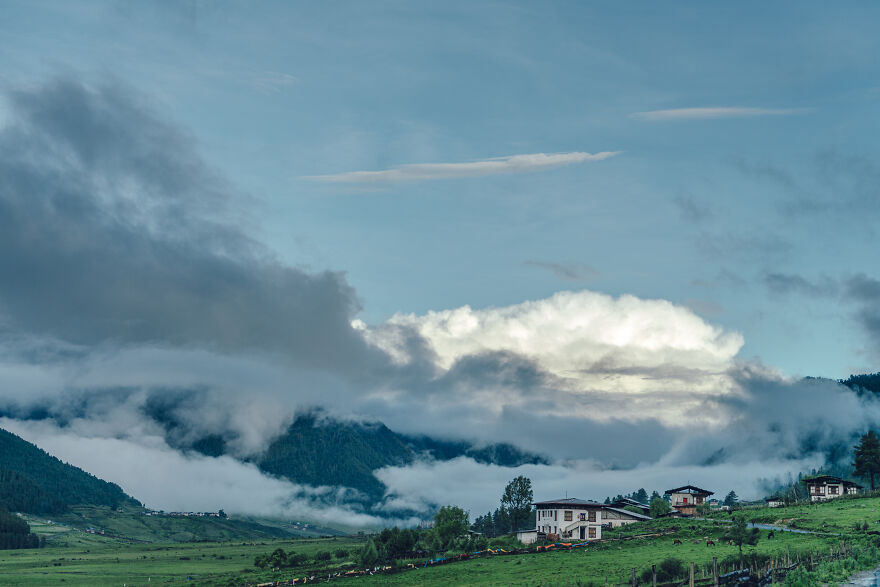 I Love To Look At The Sky When I Travel. In Particular, The Clouds In Bhutan Leave A Deep Impression On Me. In One Of My Favorite Anime Movies, The Huge Clouds Are Called "Dragon's Nest," And I Can't Help But Wonder If There Are Dragons Lurking Behind The Clouds In Bhutan. I Can't Help But Think So.