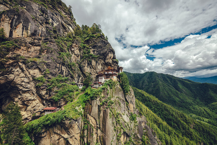 Taktsang Palphug Monastery More Famous As Paro Taktsang Is A Buddhist Temple Complex Which Clings To A Cliff, 3120 Meters Above The Sea Level On The Side Of The Upper Paro Valley, Bhutan.