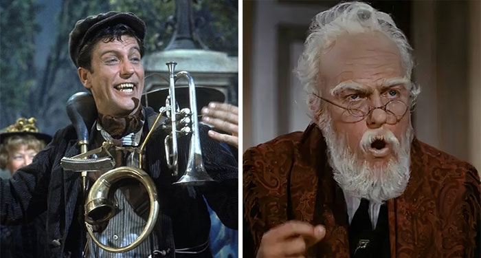 Dick Van Dyke As Bert And Mr. Dawes Sr. In Mary Poppins (1964)