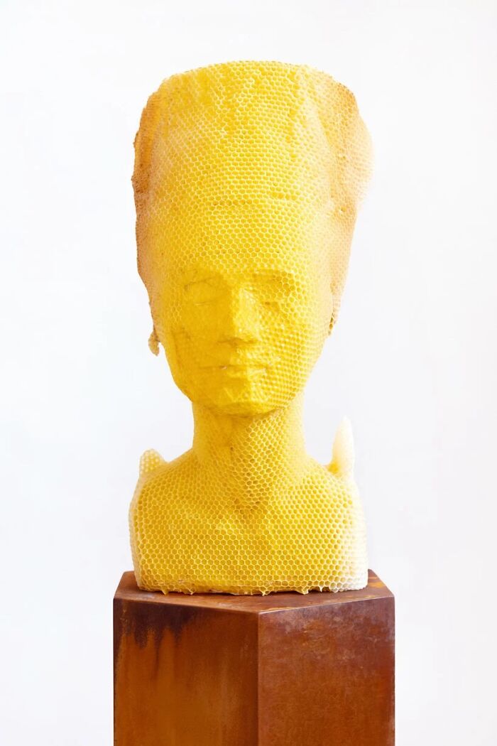 60,000 Bees Helped Create This Honeycomb Nefertiti Statue