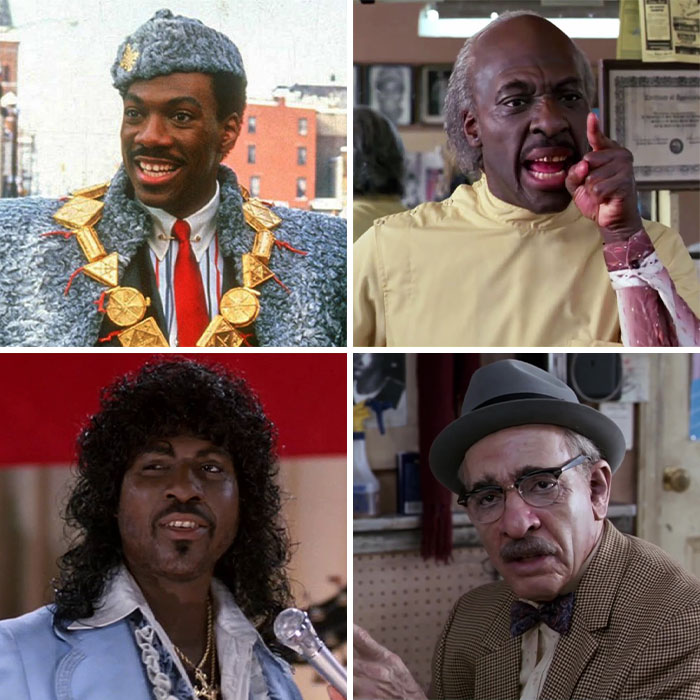 Eddie Murphy As Prince Akeem, Clarence, Randy Watson, And Saul In Coming To America (1988)