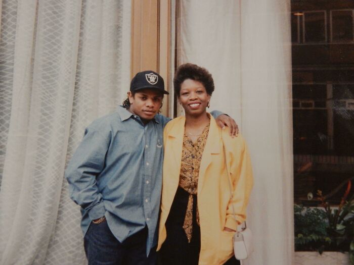 My Mom Posing With Eazy-E Outside Of A London Hotel In The Late 80s