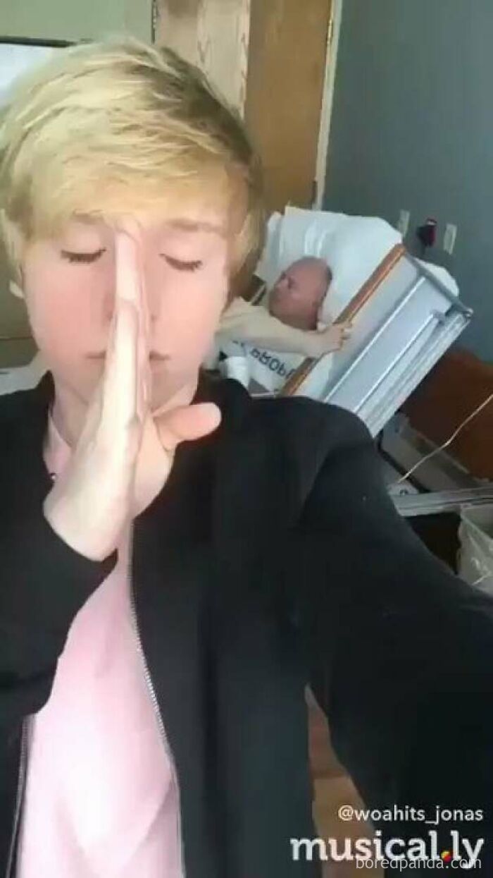 This Kids's Grandpa Is Actually Dying While He Is Recording A Musically, I Did Some Research, And The Grandpa Died