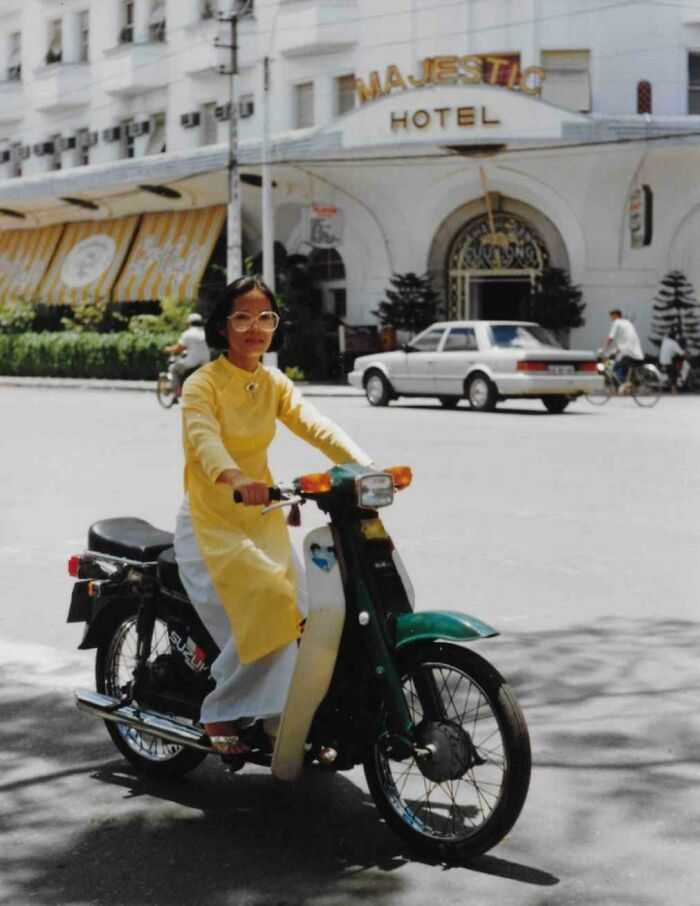 My Mom In 1970s Vietnam, On A Motorcycle