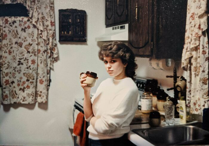 My Mom At 20, Drinking A Cup Of Coffee In 1985; Making Big Plans For The Future